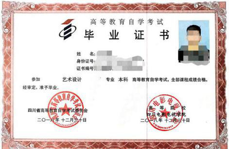 四川电影电视学院自考毕业证书样本