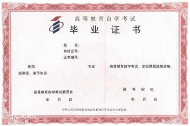 成都农业科技类职业学院自考毕业证书样本